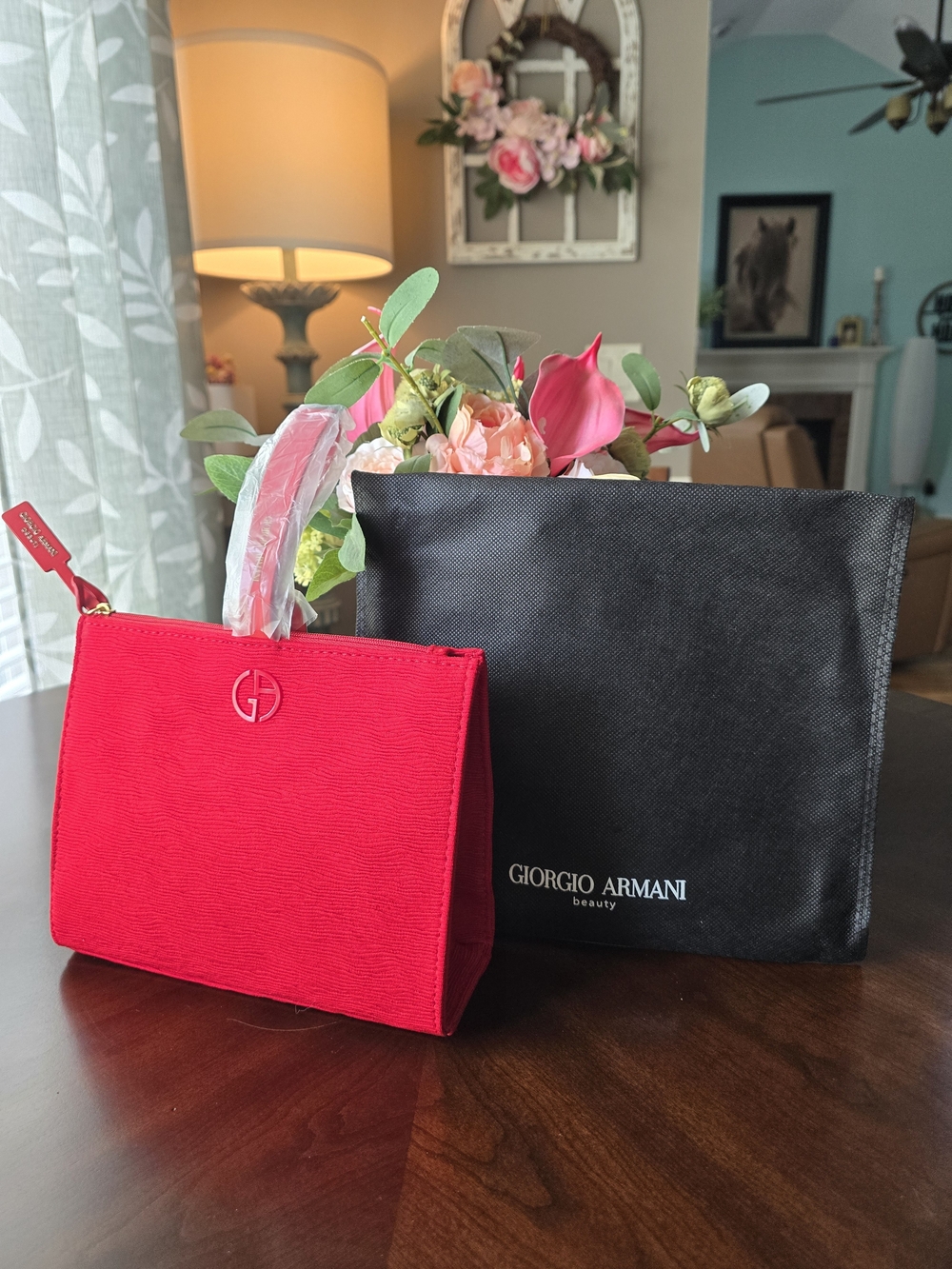 Giorgio Armani Red Premium Pouch - Cosmetic Bag - Clutch NWT